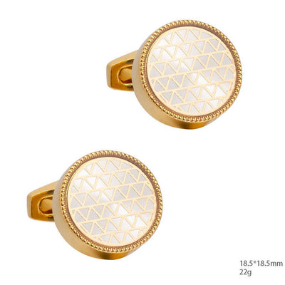 Round CD Accessories Enamel Cufflinks For Men - CA1002 7 Copper - Men's Jewelry - Carvan Mart