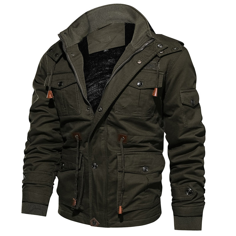 Men Winter Fleece Jacket Warm Hooded Coat Thermal Thick Outerwear Military Jacket - - Men's Jackets & Coats - Carvan Mart