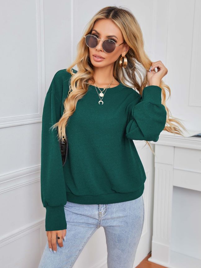 Relaxed-fit Henley Shirts Solid Color Women's Long Sleeve Loose Casual Top - Carvan Mart