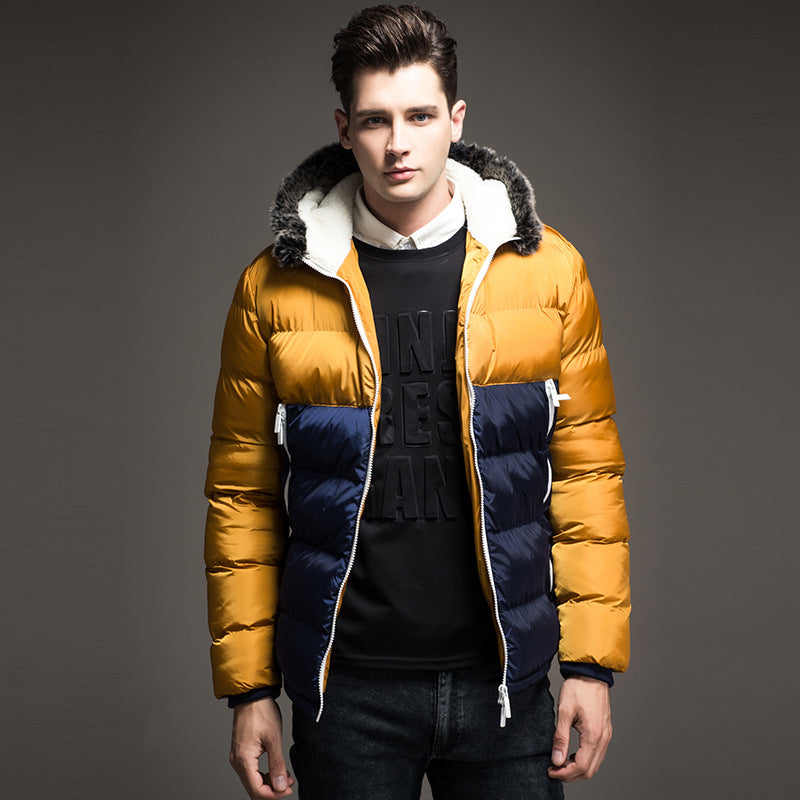 Winter Fashion Padded Coat Stitching Hood - - Men's Jackets & Coats - Carvan Mart