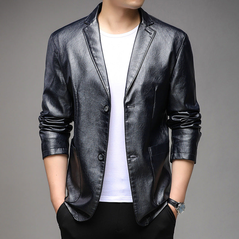 Men's Pu Leather Jacket For Young And Middle-aged Men's Casual Dad - Carvan Mart