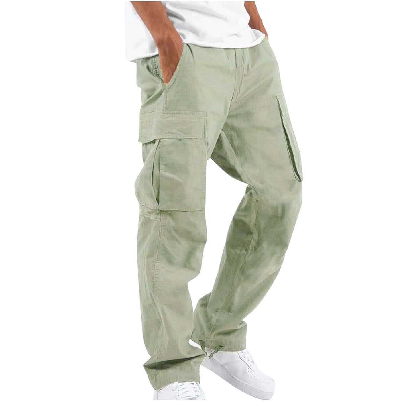 Men's Workwear Multi-pocket Pants - Versatile Casual Trousers - Light Green - Men's Pants - Carvan Mart