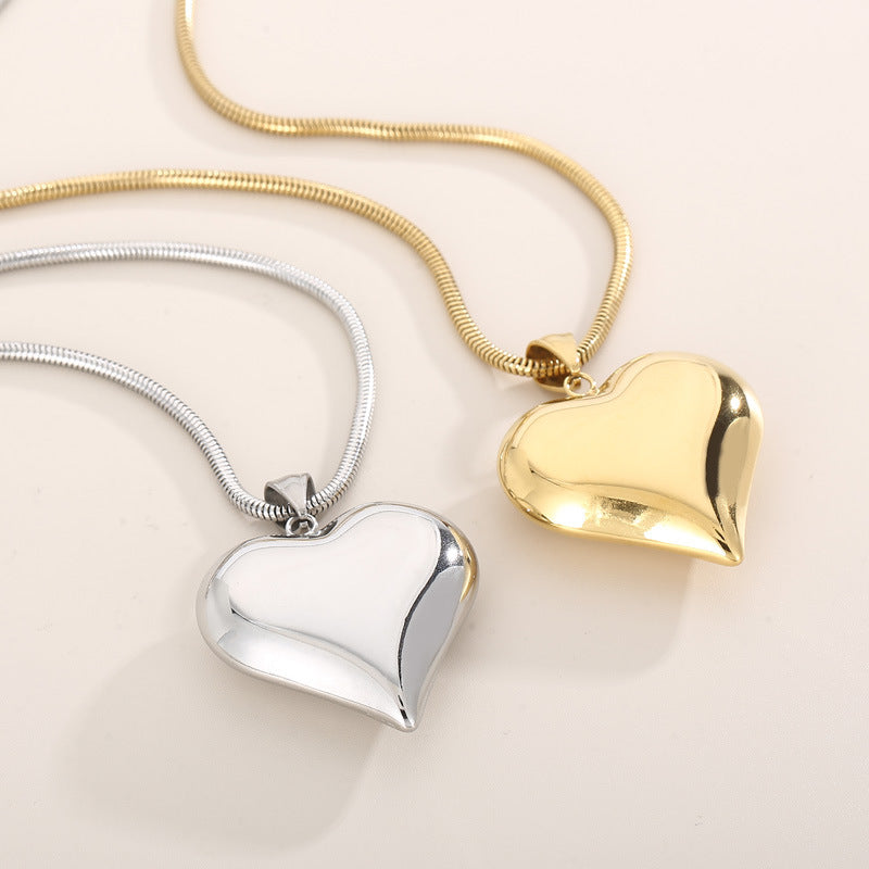 Gold Sliver Hollow Heart-shaped Necklace Ins Versatile Personalized Love Necklace - Carvan Mart