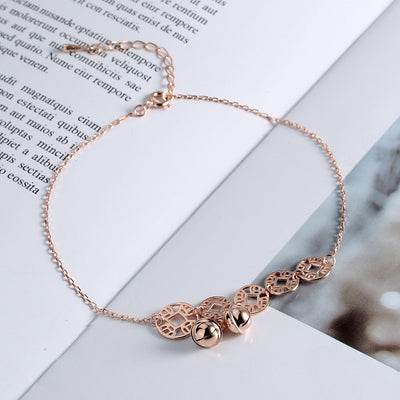 Rose Gold Bells Anklet Boho Stainless Steel Coin Charms Chain Anklets - Carvan Mart