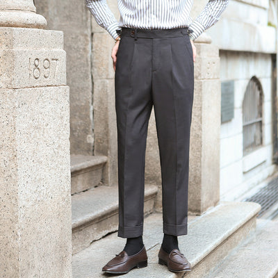 Men's Retro Straight-Leg Pants - Classic and Comfortable Trousers - Dark Grey - Men's Pants - Carvan Mart