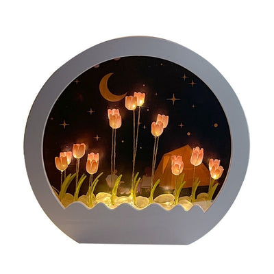 Small Night Lamp DIY Handmade Tulip Rose Mirror Flower Sea Bouquet Gift - - Gift - Carvan Mart