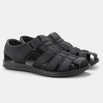 Men's Leather Sandals Casual Hipster Lightweight Comfortable Men's Shoes - Black 1 - Men's Sandals - Carvan Mart