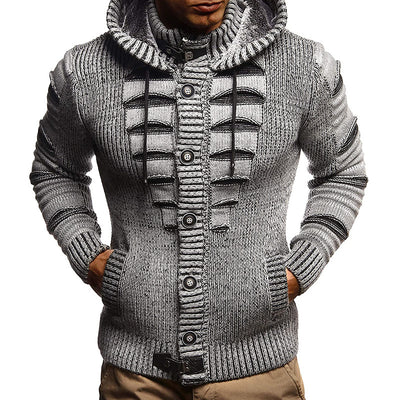 Sweater Men's Hooded Knitted Cardigan Jacket - Carvan Mart