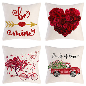 Valentine's Day Linen Pillowcase Holiday Gift - Carvan Mart