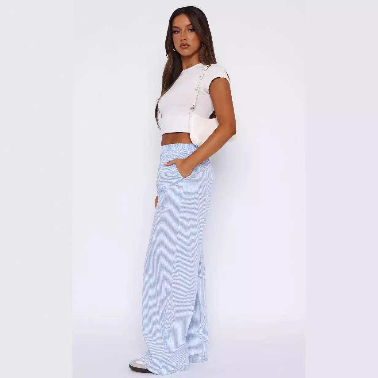 Trendy Pants For Women 2024 Striped Wide Leg Summer Lounge Pants - - Pants & Capris - Carvan Mart