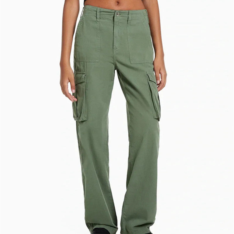 Stylish High-Waisted Military Work Pants - Skinny Fit - Green - Pants & Capris - Carvan Mart