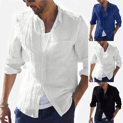Cotton Cardigan Long Sleeve Shirt For Men - Carvan Mart