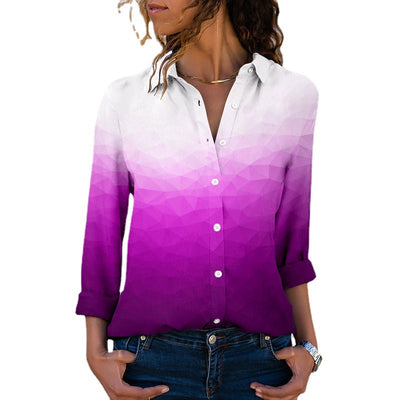 Women's 3D Digital Printing Polo Collar Top Youth Simplicity Casual Ladies Shirt - Carvan Mart