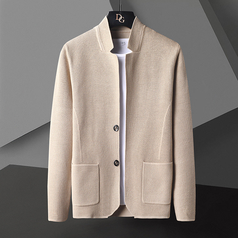 Pocket Stand Collar Cardigan Sweater Men - Carvan Mart