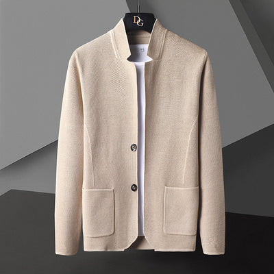 Pocket Stand Collar Cardigan Sweater Men - Carvan Mart