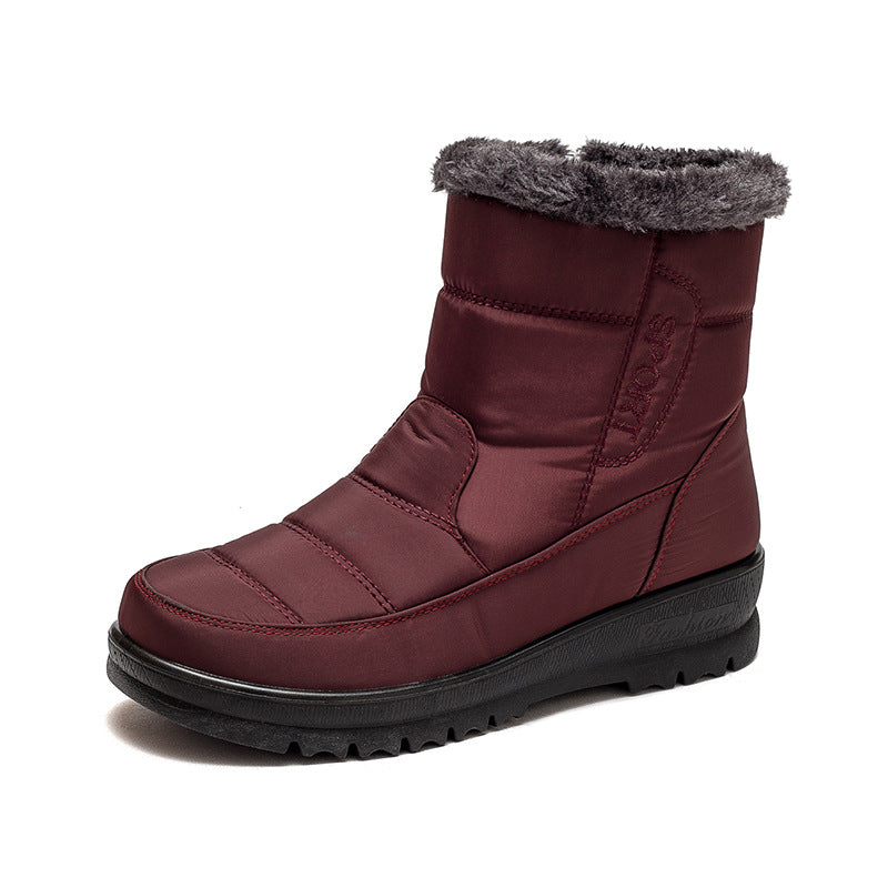 Women's Warm Snow Boots - Waterproof Winter Ankle Boots with Side Zipper - Red - Women's Shoes - Carvan Mart