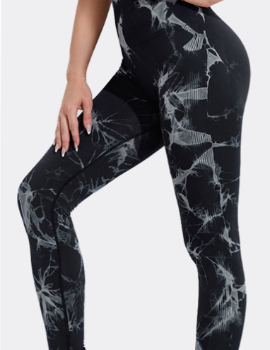 Seamless Tie Dye Push Up Yoga Leggings for Women - Fitness, Running, Gym Pants - Black - Leggings - Carvan Mart