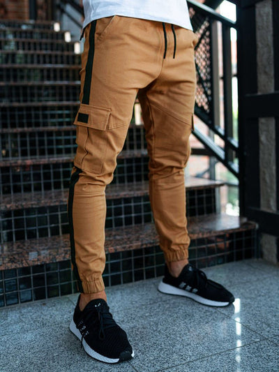 Men's Leather Bound Casual Pants - Stylish Mid-Waist - Carvan Mart