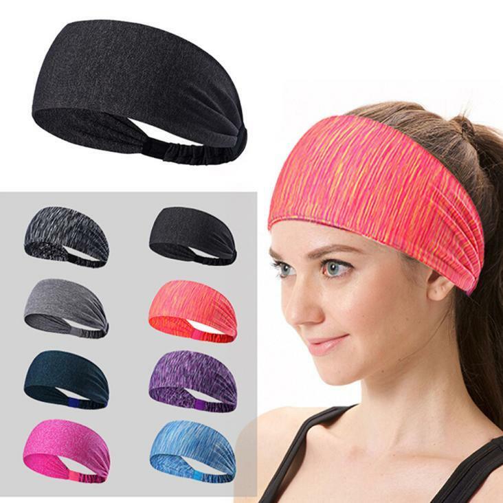 Men Women Sweat Sweatband Headband Yoga Gym Running Stretch Sports Head Band Random Color - - Women's Hats & Caps - Carvan Mart