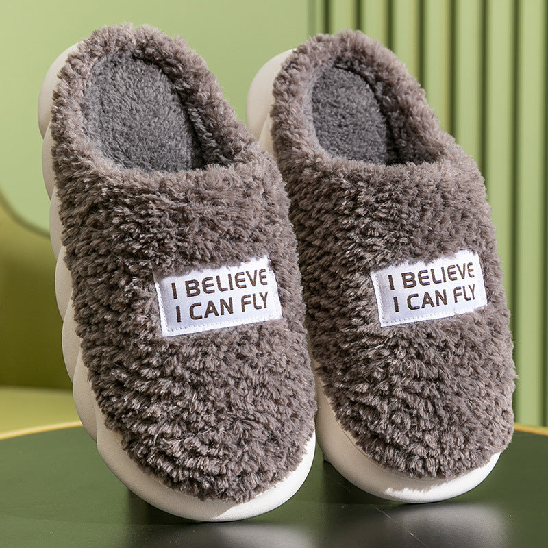 Warm Plush Slippers Home Shoes For Women Couple Winter Slippers - Carvan Mart