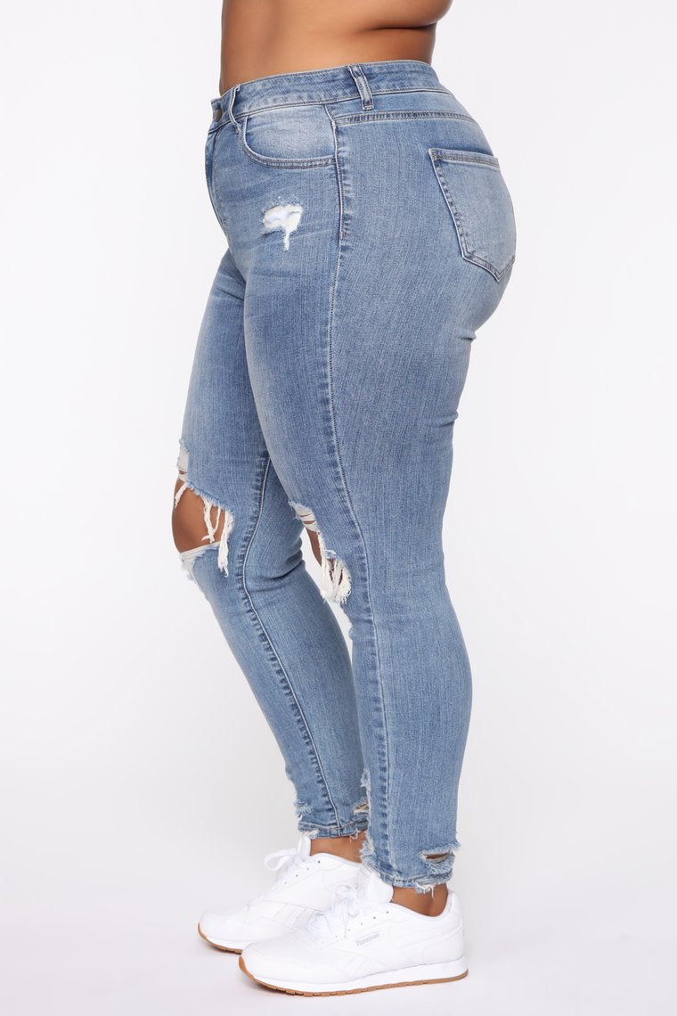 Curvy Women Jeans Stretch Ripped Plus Size Jeans Pant - Carvan Mart