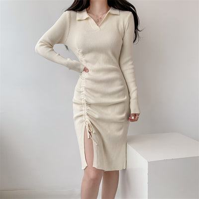 Women's Jumper Dress Knitted Dress - Apricot - Dresses - Carvan Mart