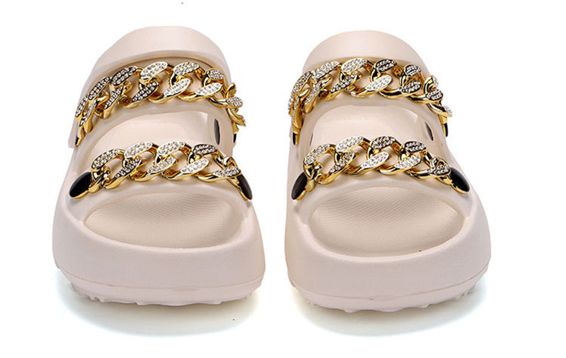 Trendy Lightweight Platform Sandals with Chain Decor - Comfortable Summer Clogs - Carvan Mart