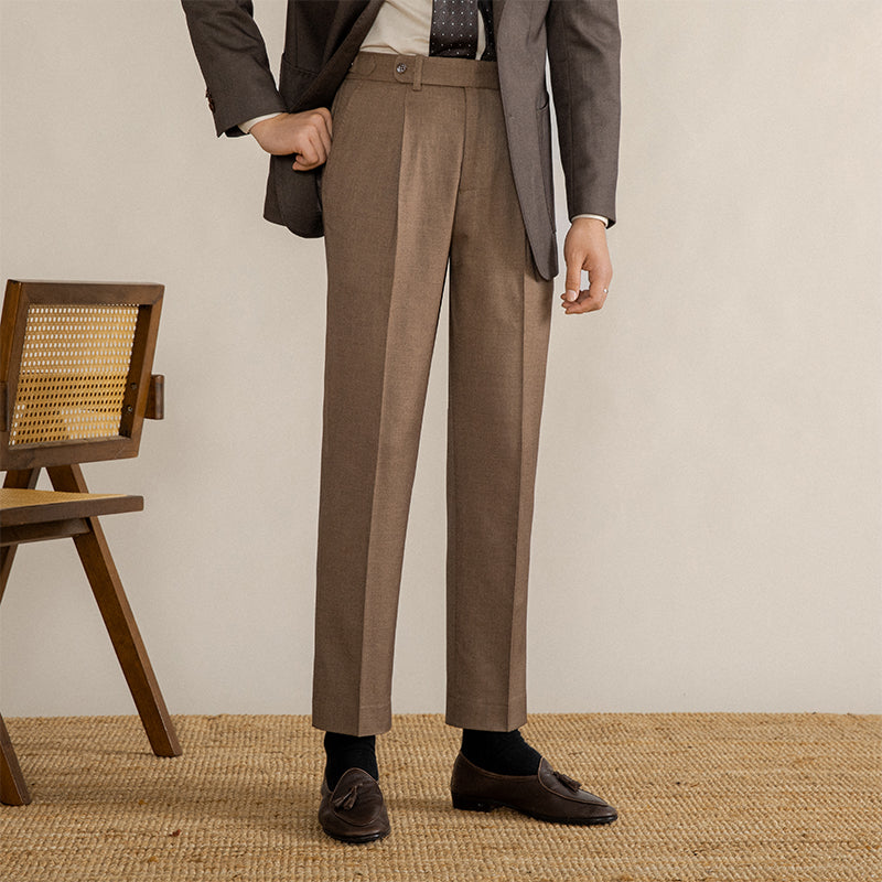 High-Waisted Straight-Leg Vintage Pants - Classic and Comfortable Men's Trousers - Carvan Mart