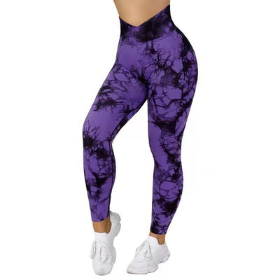 Seamless Tie Dye Leggings Women Yoga Pants Push Up Sport Fitness Running Gym Leggings - Carvan Mart