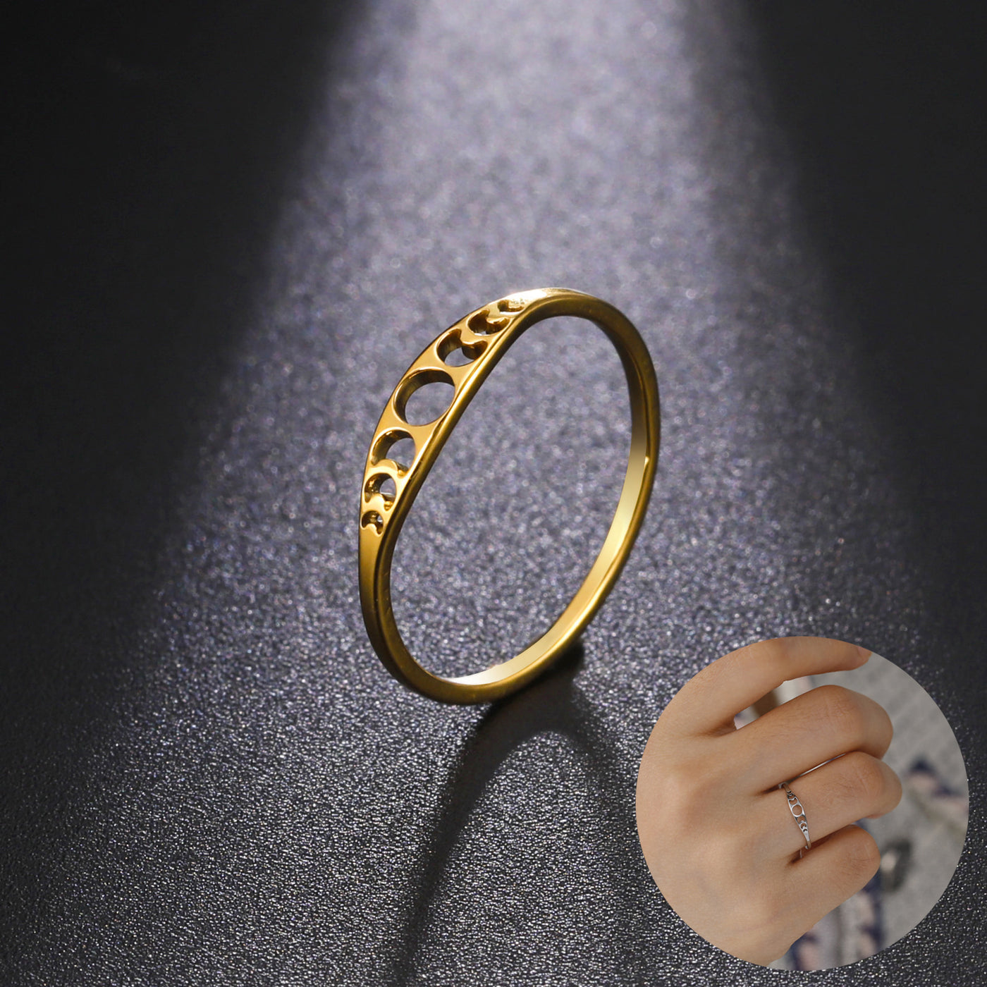 Cut Titanium Steel Gold Hollowed-out Sun Ring - Carvan Mart