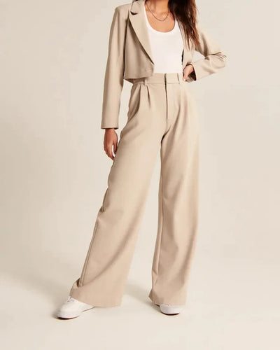 Elegant Dress Pants High Waist Straight Trousers Wide Leg Casual Suit Pants - Carvan Mart