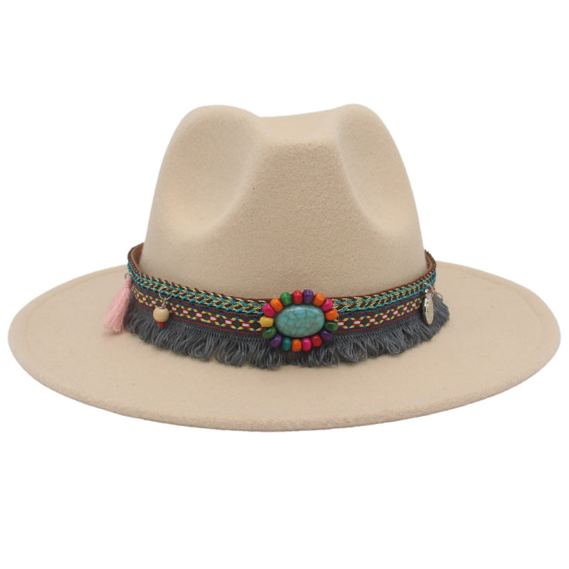 Ethnic Style Western Cowboy Hat Gem Accessories Tibetan Top Hat - Carvan Mart