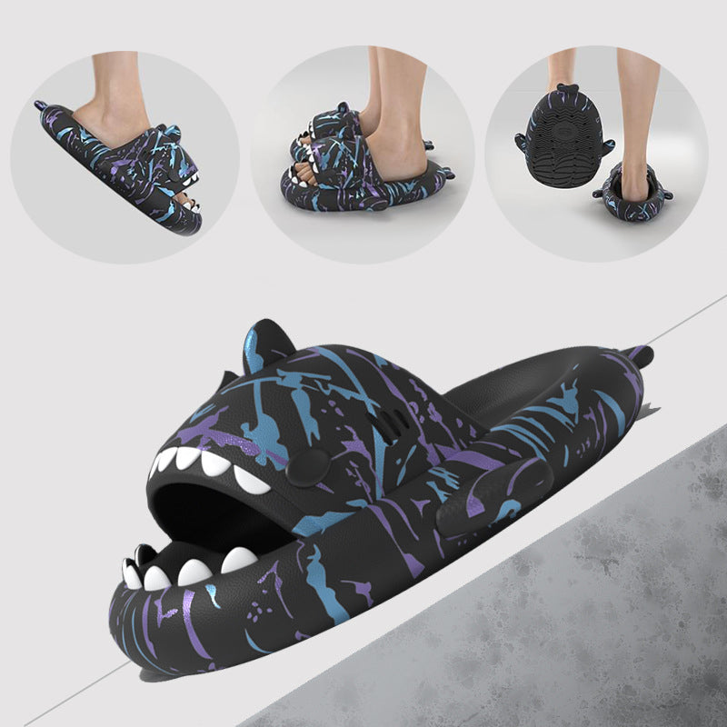 Ins Punk Shark Slippers Women's Home Shoes Print Bathroom Slippers - Carvan Mart