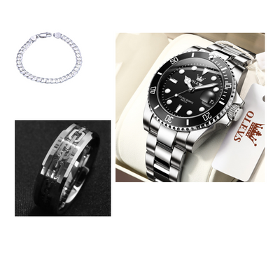 Watches Green Water Ghost Quartz Waterproof Men - Silver black - Men's Watches - Carvan Mart