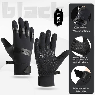 Men's And Women's Fashion Outdoor Waterproof Windproof Touch Screen Riding Cold-proof Gloves - Black - Men's Gloves - Carvan Mart