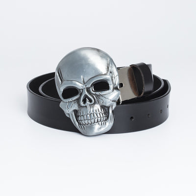 Big Buckle Belt Retro Cowhide Ghost Head - Carvan Mart