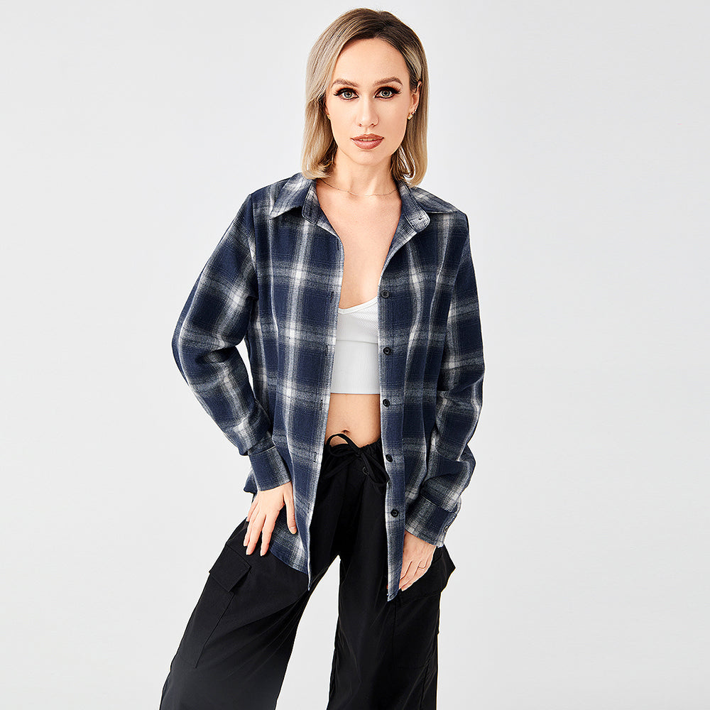 Women's Stylish Plaid Shirt With Everything - Carvan Mart