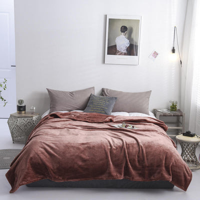 Light Luxury Solid Color Flannel Shan Blanket - Coral Orange - Bedding Sets - Carvan Mart