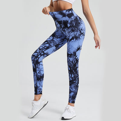 Tie Dye Printed Leggings High Waist Hip Lifting Tight Sports Women Yoga Pants - Carvan Mart