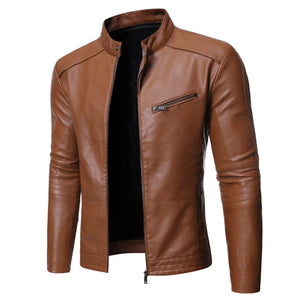 New European And American Men's Motorcycle Leather Jackets - Yellow - Genuine Leather - Carvan Mart