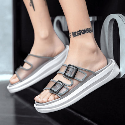 Comfortable Clear Strap Buckle Sandals - Lightweight Summer Slip-Ons