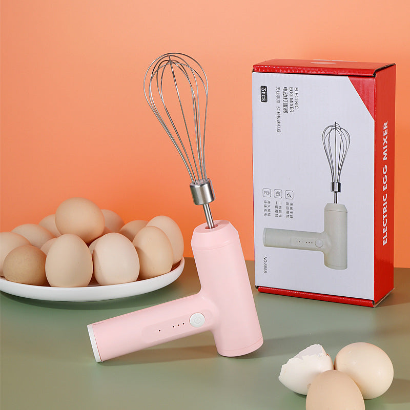 Electric Egg Beater With 2 Wire Beaters Portable Food Blender Whisk 3 Speeds Handheld Food Mixer ,USB Rechargeable Handheld Egg Beater - - Compact Blenders - Carvan Mart