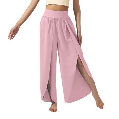 Flowy High-Waisted Split Leg Pants - Beachwear Boho Palazzo in Teal - Pink - Pants & Capris - Carvan Mart