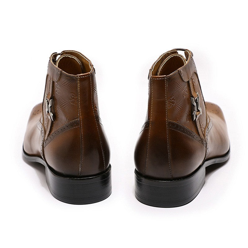 Men's Pointed Leather Boots Front Lace-up  Boots - Carvan Mart Ltd