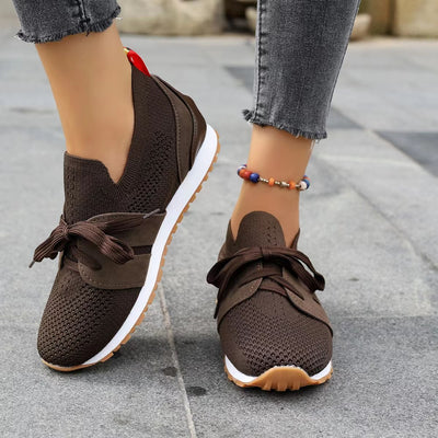 Women's Comfortable Fly Woven Mesh Lace-up Casual Shoes - Breathable Daily Sneakers - - Women's Shoes - Carvan Mart