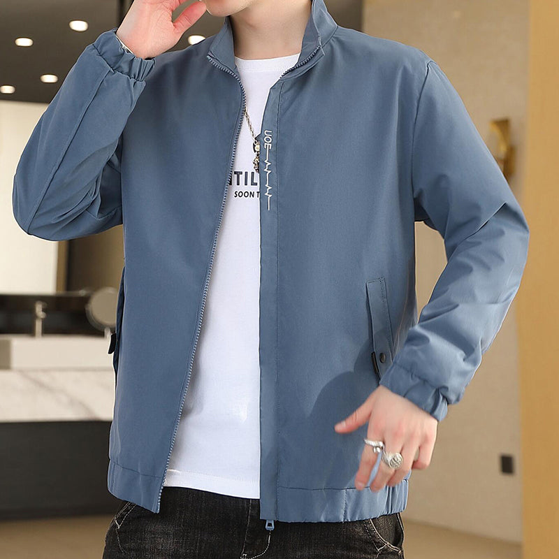 Casual Jacket Men Baseball Uniform Trendy Top - Sky Blue - Men's Jackets & Coats - Carvan Mart