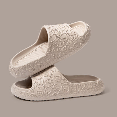 Home Slippers Thick-sole Non-slip Bathroom Slippers For Couple House Shoes - Khaki - Women's Slippers - Carvan Mart