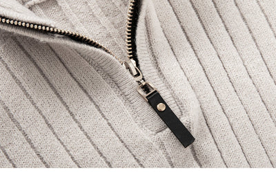 Men's Long-sleeved Half-turtleneck Zip-up Sweater - Carvan Mart