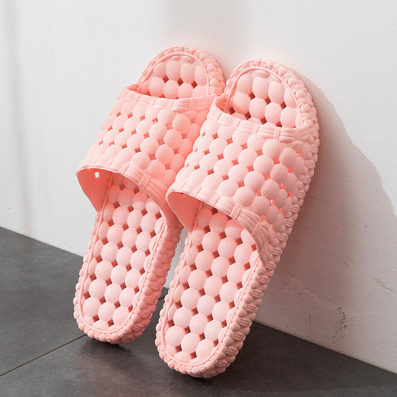 Unisex Hollow Out Bathroom Slippers - Non-Slip, Breathable Home Flip-Flops - Pink - Women's Slippers - Carvan Mart