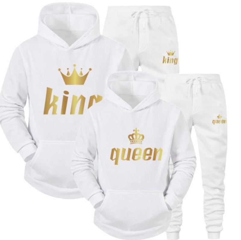 Matching King and Queen Couple Hoodies and Joggers Set - Perfect His and Hers Outfit - Carvan Mart